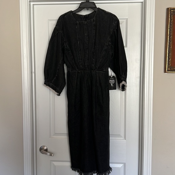 NWT PRPS BLACK DISTRESSED DENIM DESIGNER DRESS! - Picture 3 of 14